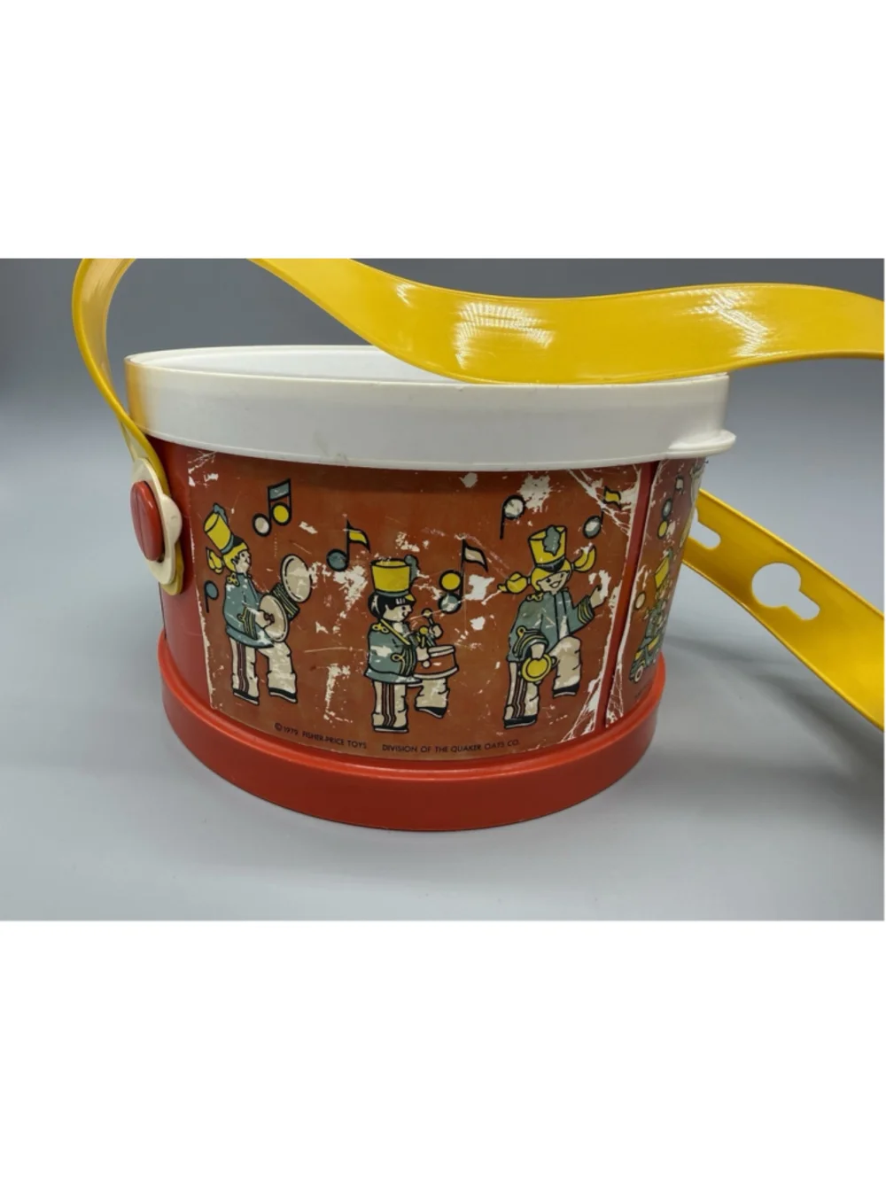 Vintage Fisher-Price 1979 Drum Set Toy With Sticks And Strap #921